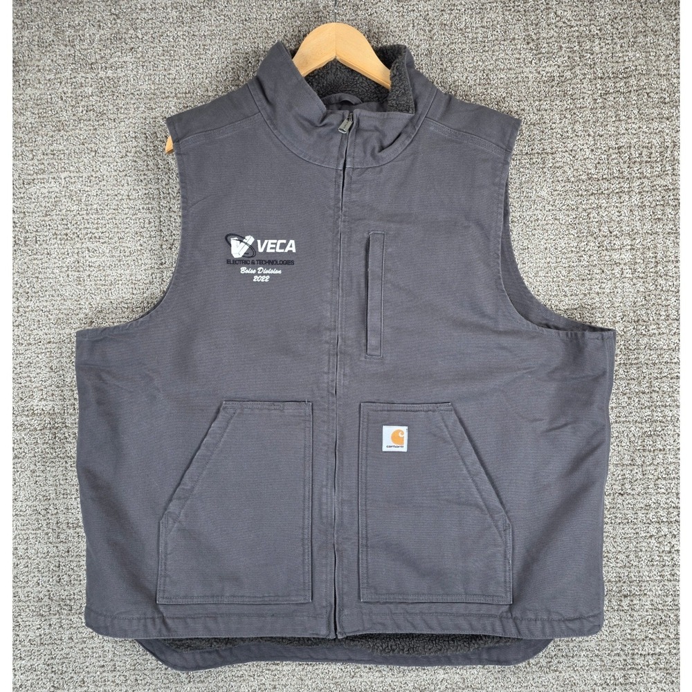 Carhartt Mens XL Vest Gravel Gray Mock Neck Sherpa Lined Workwear‎